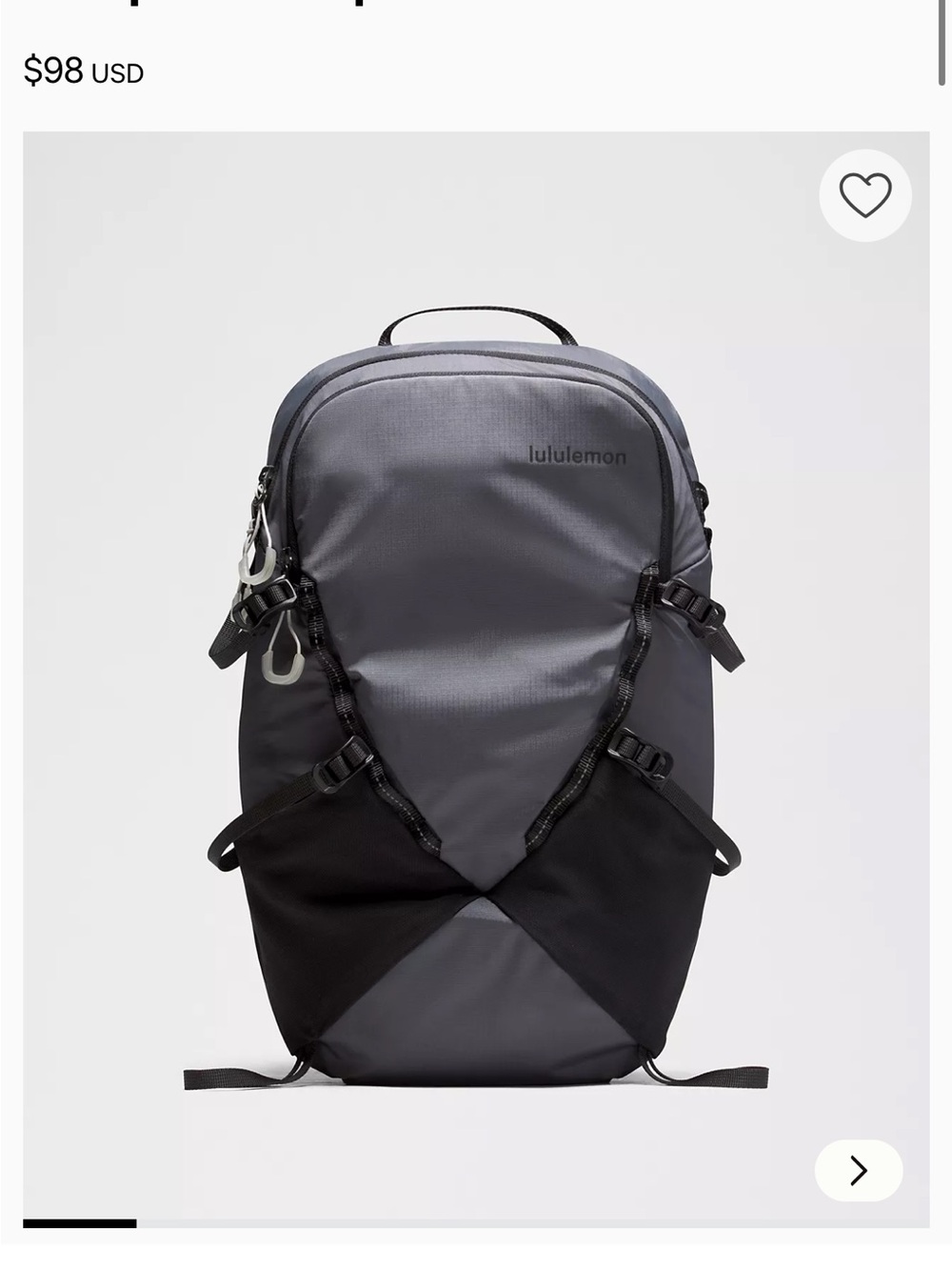 lululemon athletica Grey and Black Men's Performance Backpack